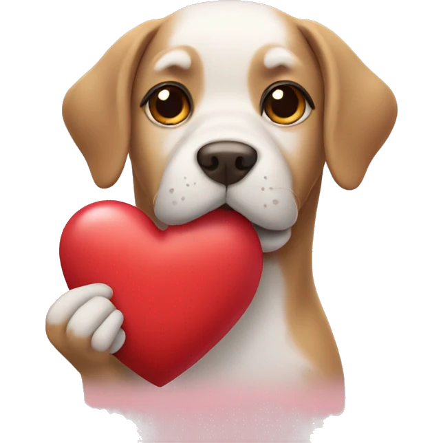 Dog holding a heart  emoji
