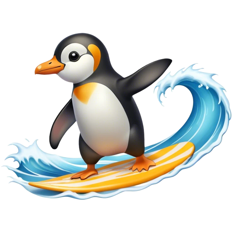 Penguin surfing emoji