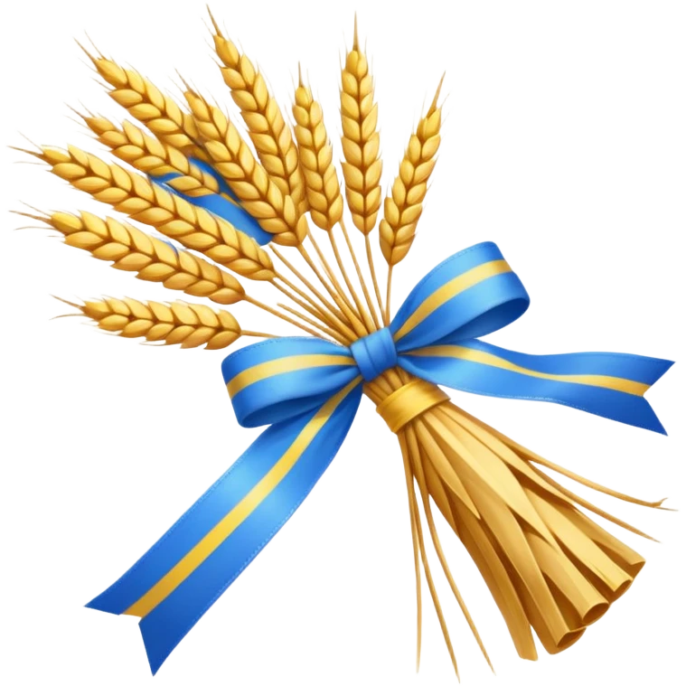 Emoji of a wheat sheaf tied with a ribbon, Ukrainian Christmas symbol, flat emoji style emoji
