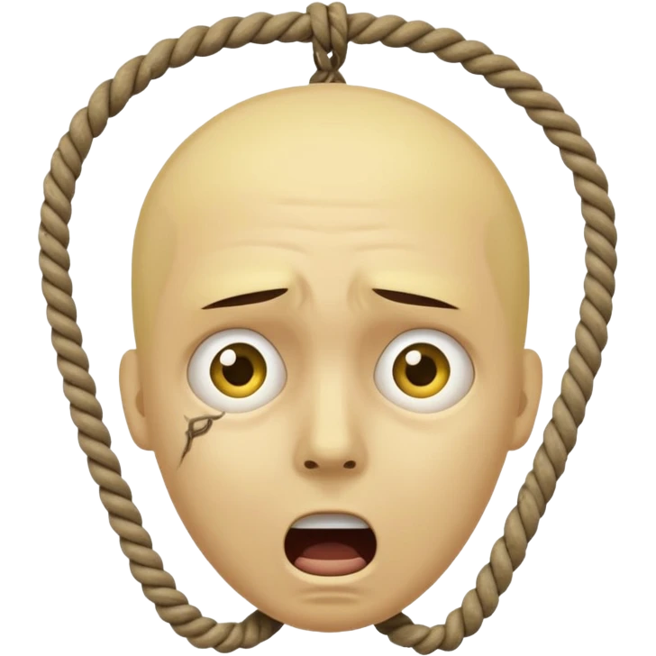 😔 with noose around neck. IOS themed emoji with regular yellowish skin(not completely yellow) only head emoji