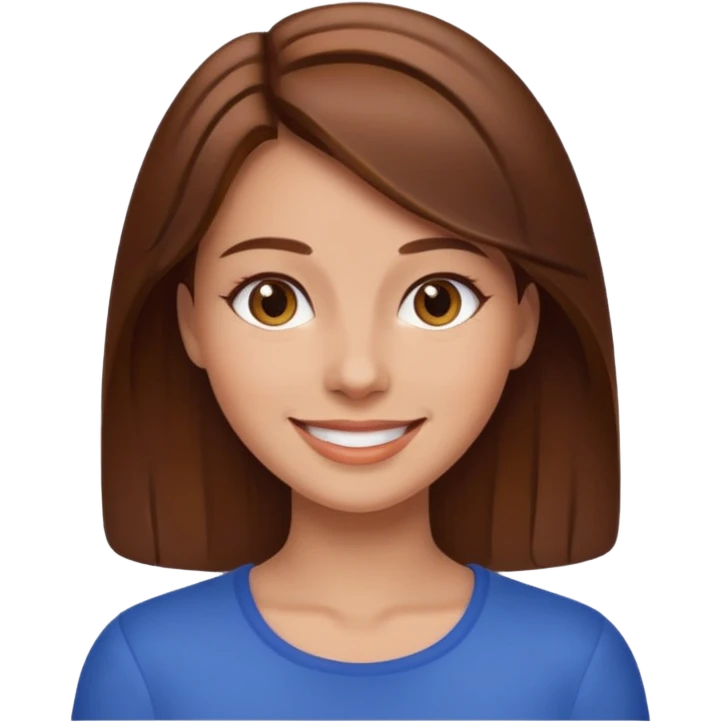 femme cheveux lisses bruns qui souris emoji