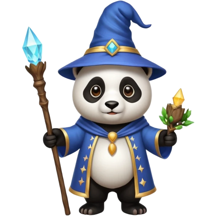 panda as a wizard, magical hat, holding a staff emoji
