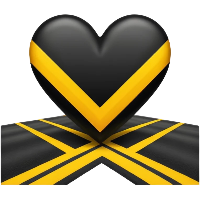 Black heart with yellow road stripe in middle emoji