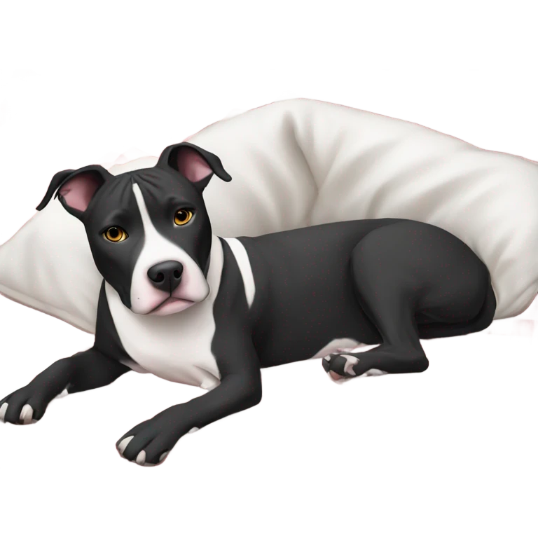 Black and white pit-bull with blanket emoji