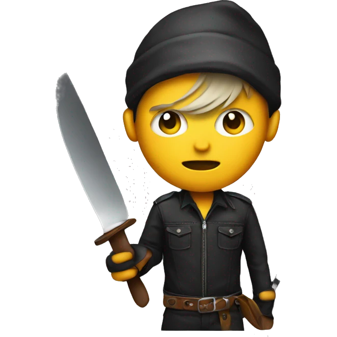 the rockstar emoji holding a knife  emoji