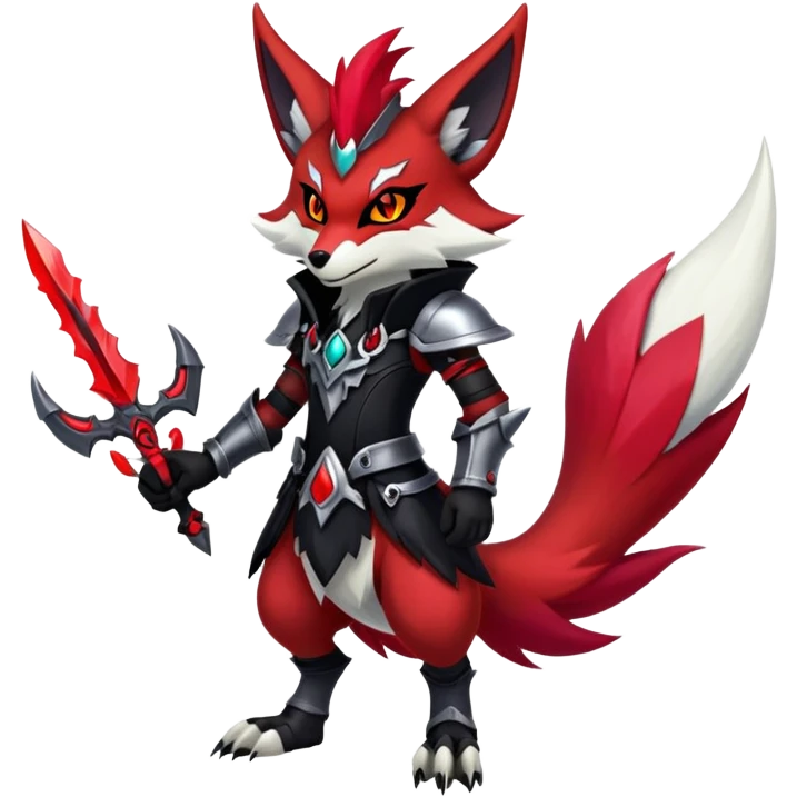 Shiny Exotic Gothic Badass Anthropomorphic Delphox-Zoroark-Zangoose-hybrid-creature emoji
