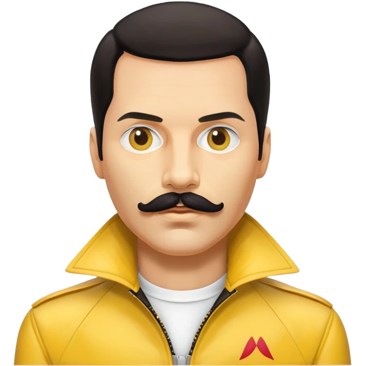 Freddie Mercury with mustache and yellow jacket emoji