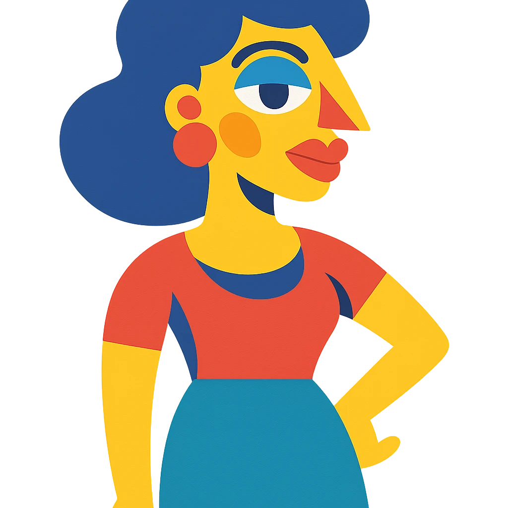 A stylized woman with exaggerated features emoji