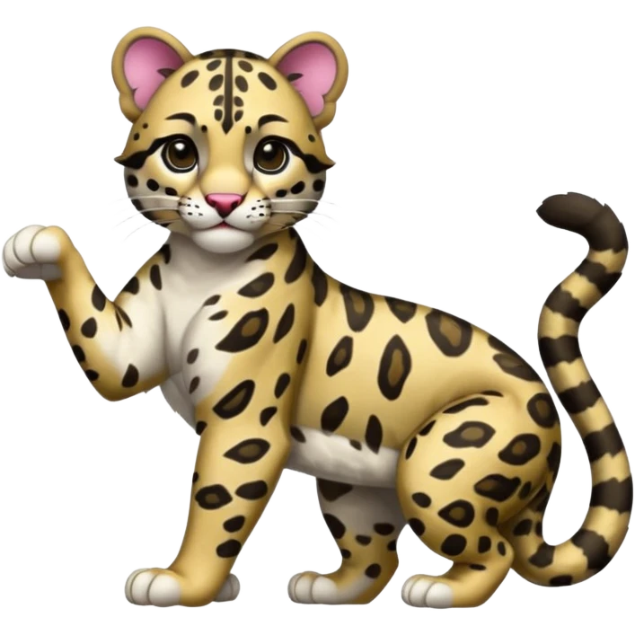 clouded leopard full body playful pose emoji