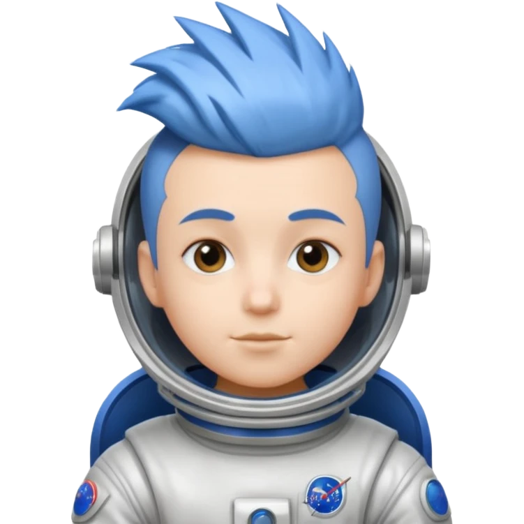 astronaut with short blue mohawk hair non helmet emoji