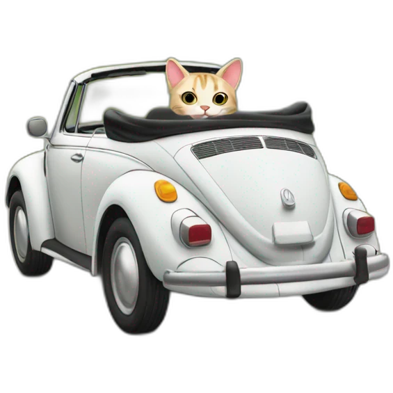 cat driving vw beetle emoji