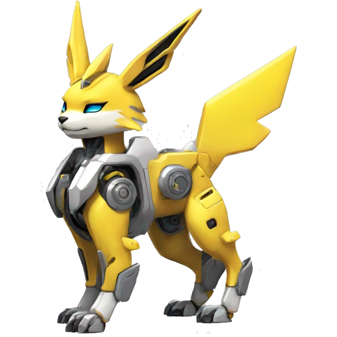 Futuristic mechanical Renamon-Jolteon-Eevee-mecha full body emoji