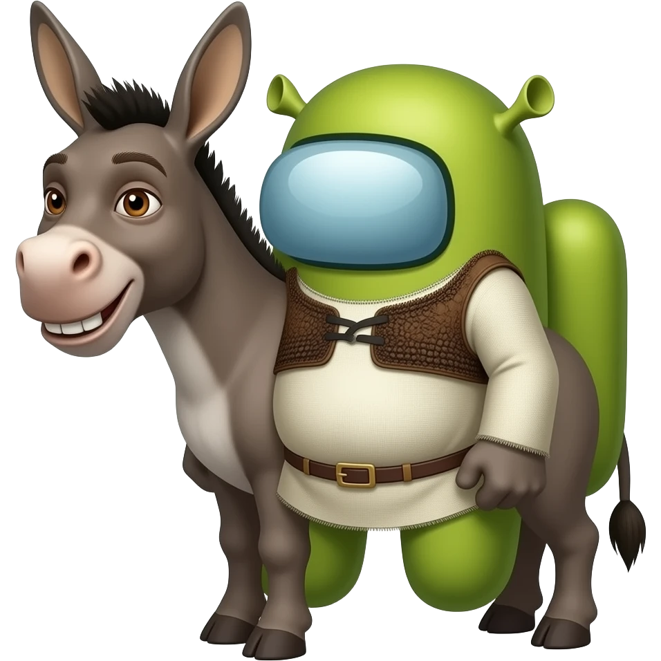 donkey from Shrek as an Among Us characters body emoji