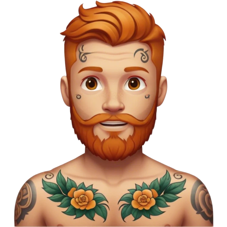 Ginger bearded man with tattoos  emoji
