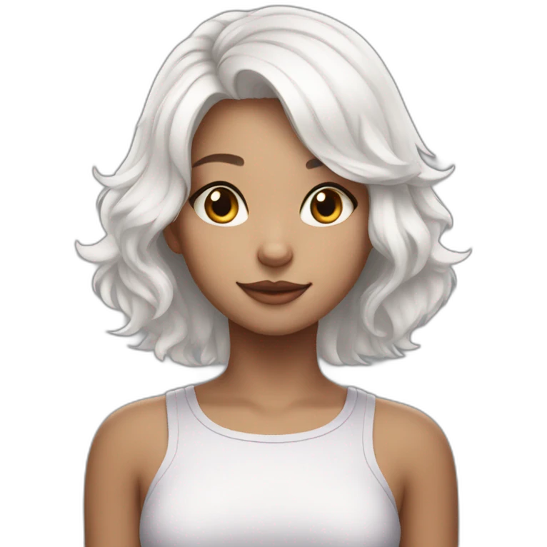 young cat girl with white hair emoji