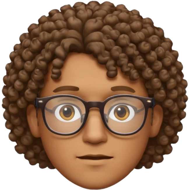 homme blanc brun avec cheveux frisés et lunette, vue de face emoji