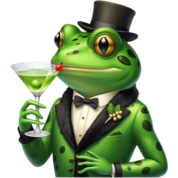 Frog in a boa with a martini emoji