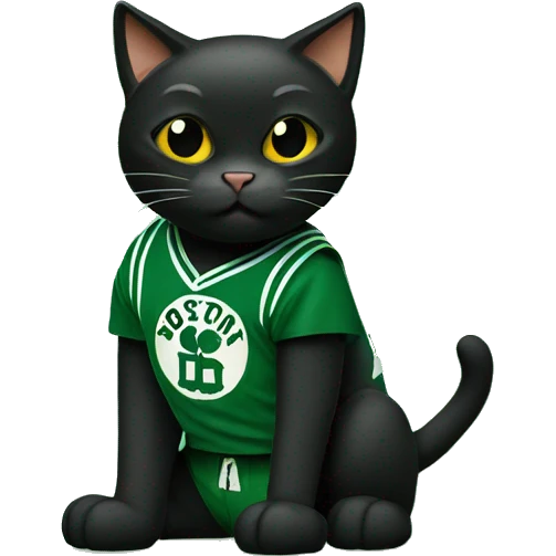 black cat wearing Boston Celtics Jersey emoji