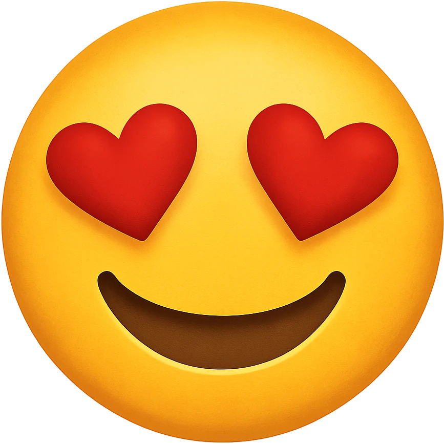 yellow face with love eyes emoji, digital illustration, no background emoji