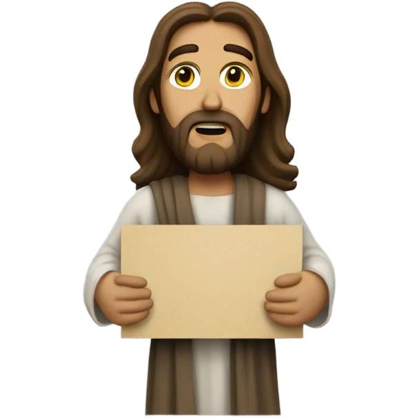Jesus holding a “dont crash out sign” emoji