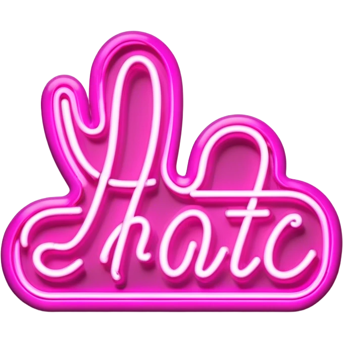 pink neon sign with the word hot emoji