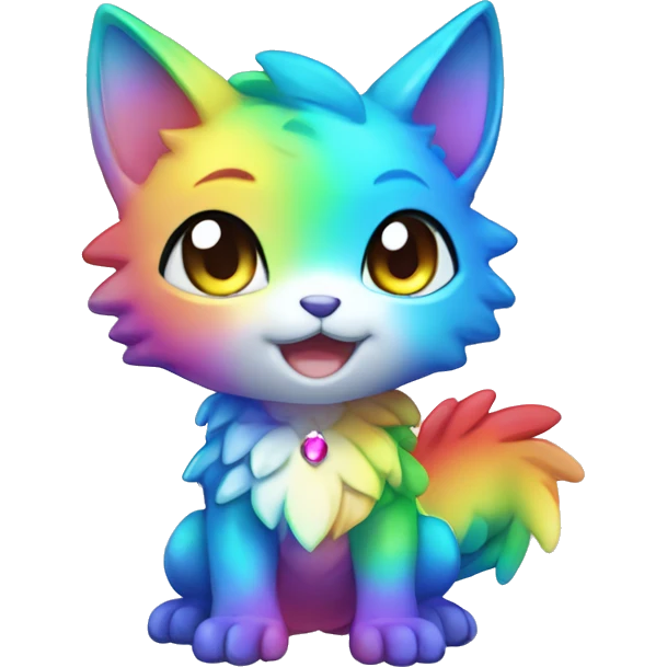 a anthro chibi-style colorful rainbow-gradient-shiny gem-sparkle-Fakémon-hybrid full body emoji