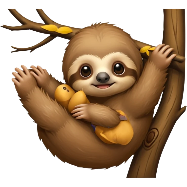 baby sloth on the tree emoji