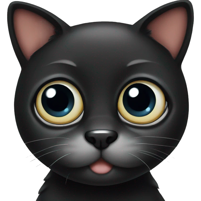 Black Cute Cat Big Eyes emoji