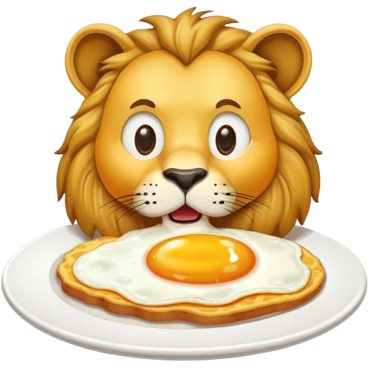 Lion eating eggs emoji