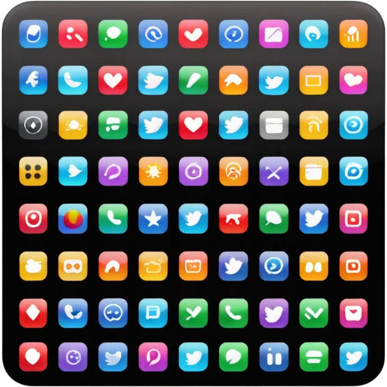 A simple black screen displaying app icons in grid emoji