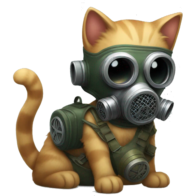 Kitty with Gas Mask emoji