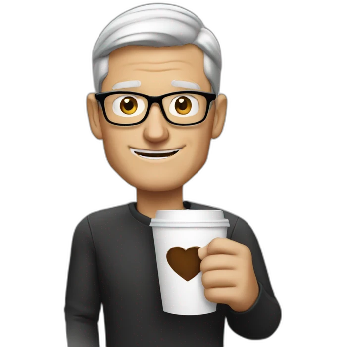 Tim Cook with coffee emoji