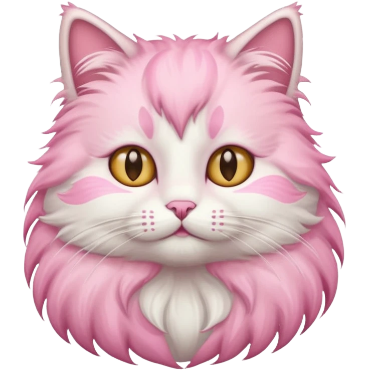 Fluffy cat with pastel pink fur. emoji