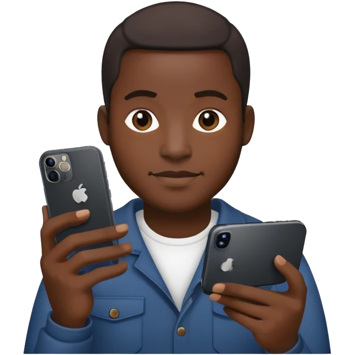 Black man holding iPhone 14 Pro emoji