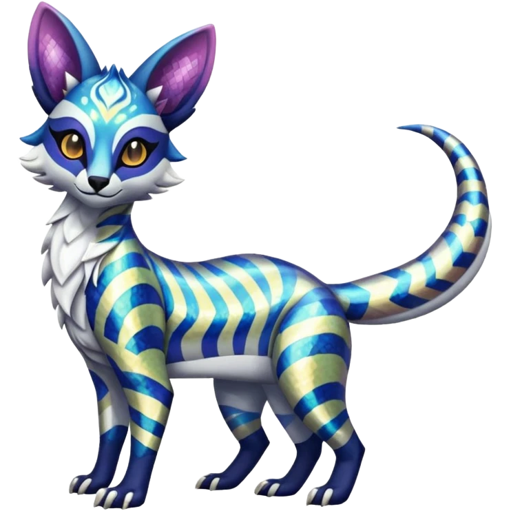 Shiny Exotic Colorful Patterned Esoteric Cool Genet-Absol-Zeraora-Primagen-fusion-creature  emoji
