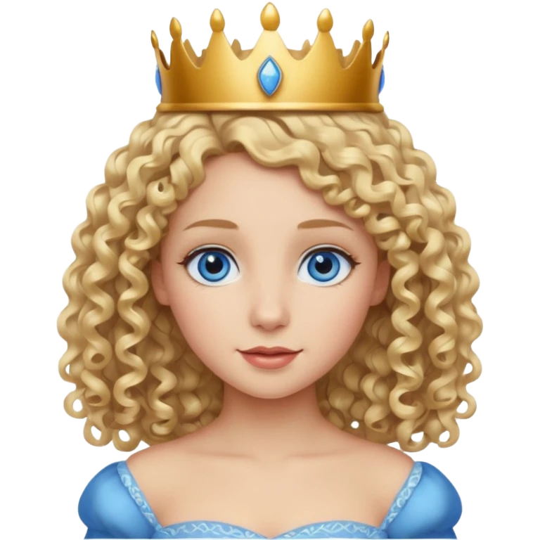 Princess with curly blonde hair, small crown emoji