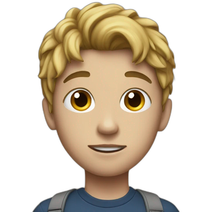 Teenage boy with uff emoji