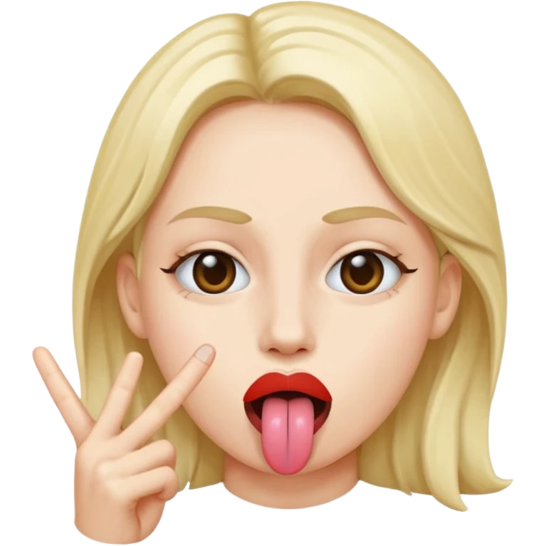 Peace sign in front of mouth with tongue sticking out  emoji