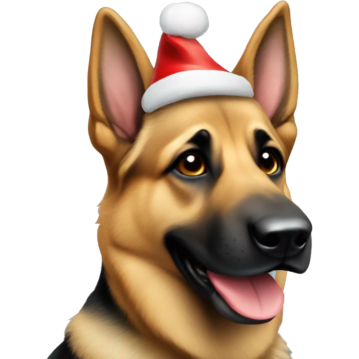 german shepard with a christmas hat emoji