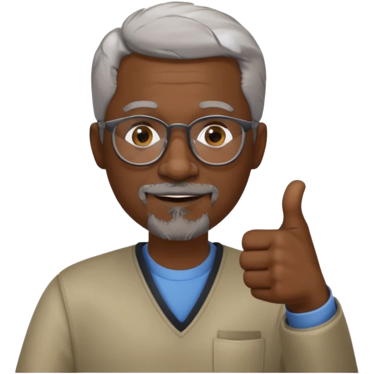 African American short graying hair and graying goatee man with eyeglasses giving thumbs up sign emoji