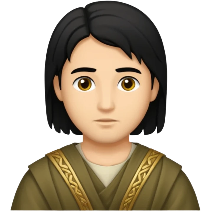 Judas the disciple with olive colour eyes and black hair emoji