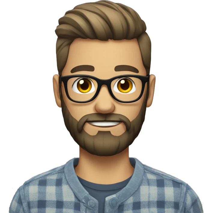 Hipster haircut man with beard and glasses  emoji