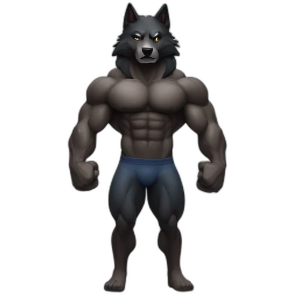 Bodybuilder black wolf pumping mancuernas emoji