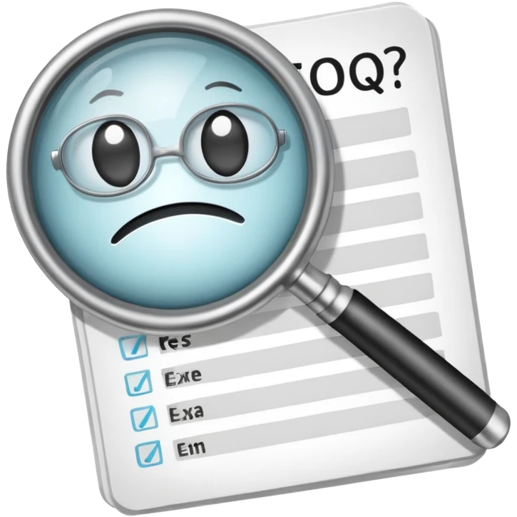  lente di ingrandimento esame foglio con scritte a risposte multiple emoji