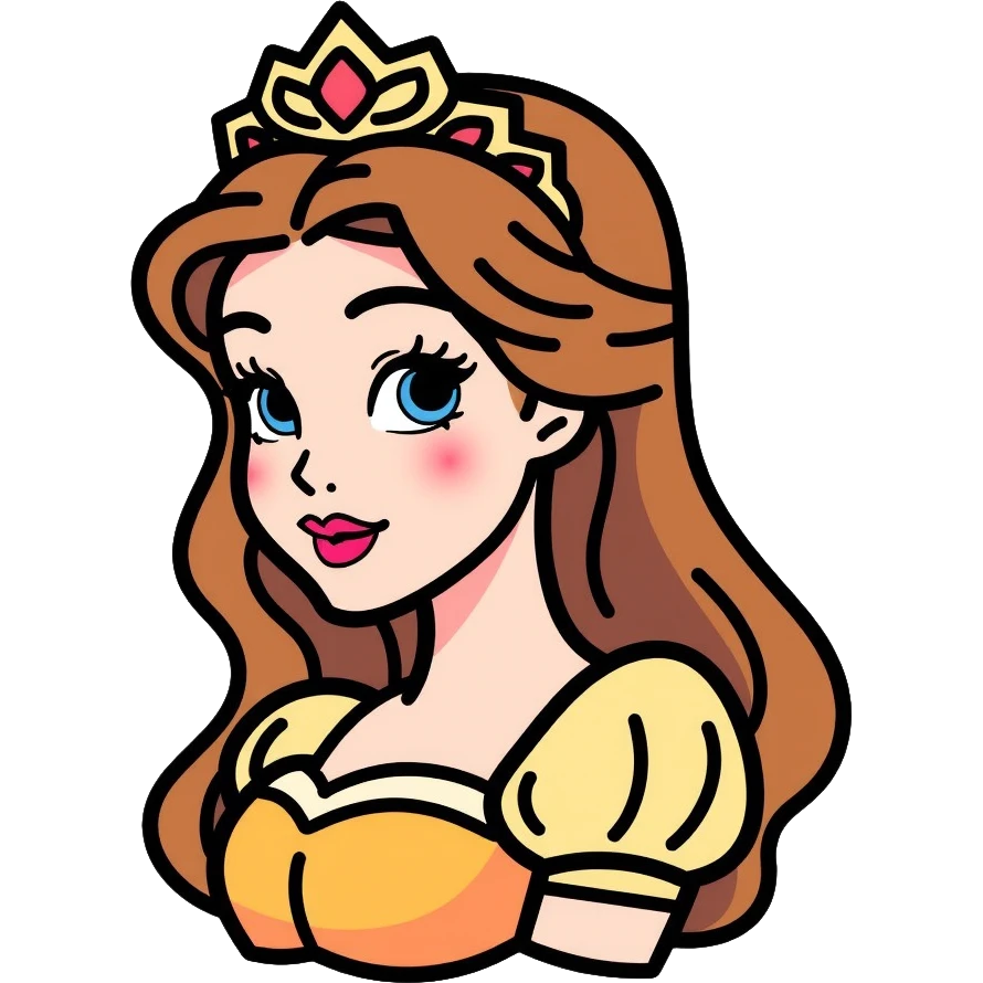 Disney princess with long hair and tiara emoji