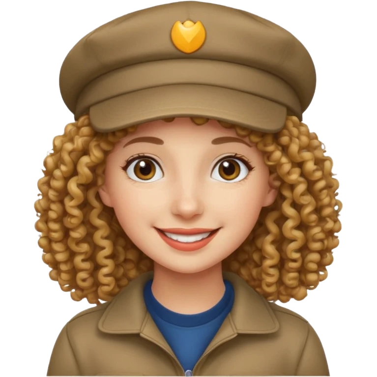 curly haired ,woman with cap emoji