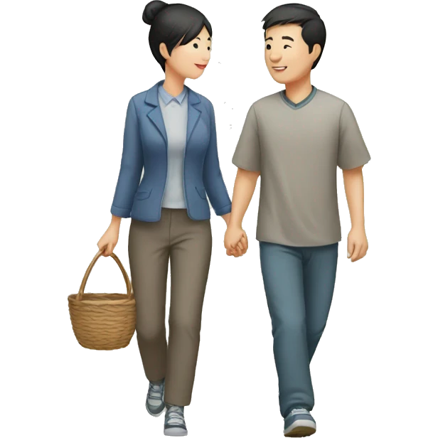 a Chinese couple taking walk emoji