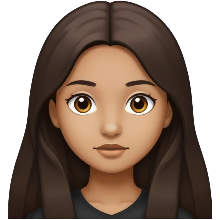 girl with light brown skin, dark eyes and dark straight long hair emoji