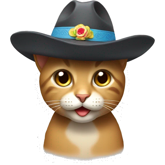 Un gato con un sombrero de cumpleaños emoji