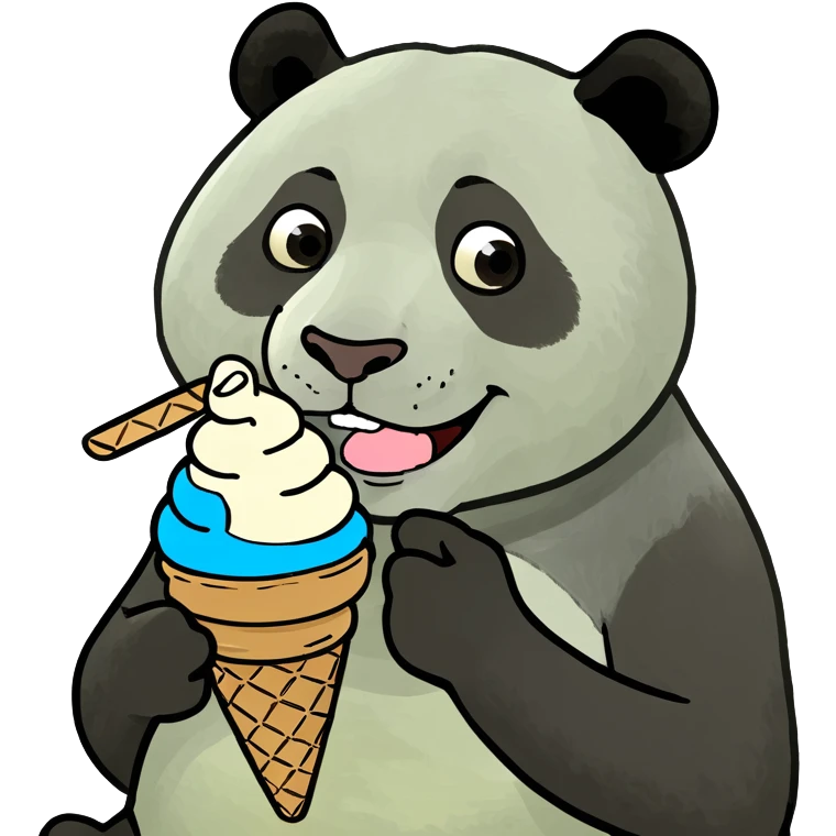 Panda eating ice cream emoji